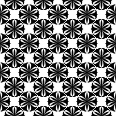 Black floral seamless design on white background