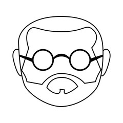 cute grandfather head avatar character vector illustration design