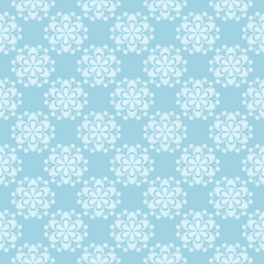 White floral seamless pattern on blue background