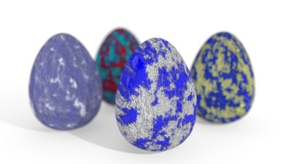 Different dinosaur eggs, 3d rendering