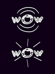 WOW inscription. Hand drawn design