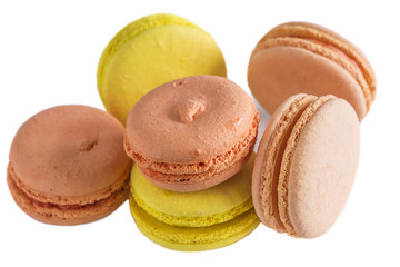 French macaroons isolated white background