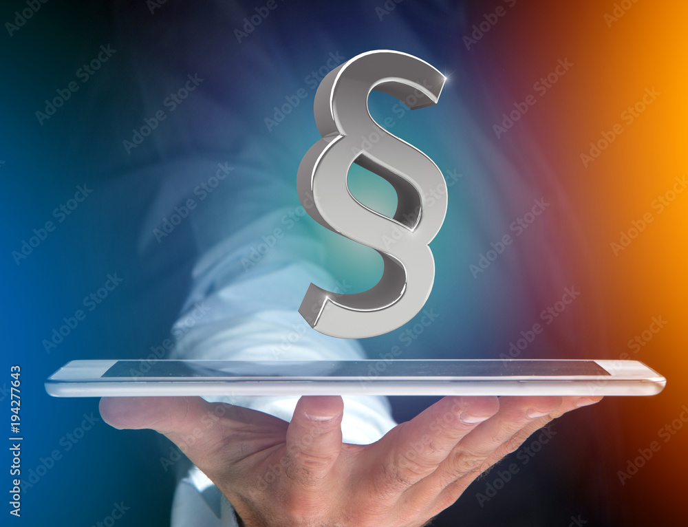 Fototapete justice and law symbol displayed on a futuristic interface - 3d rendering