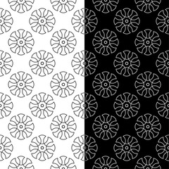 Black and white geometric ornaments. Set of seamless patterns