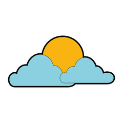 cloud sky with sun vector illustration design