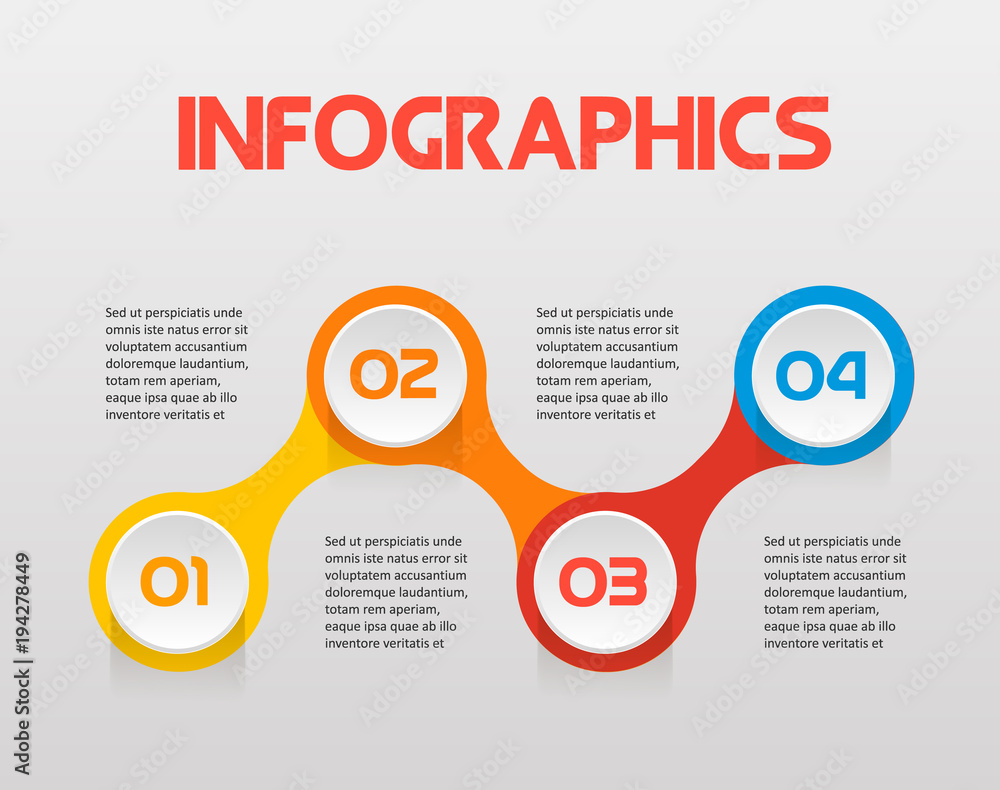Leinwandbilder horizontal text steps infographics - can illustrate a strategy, workflow or team work, vector flat c