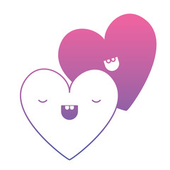 cute hearts love couple kawaii characters vector illustration design