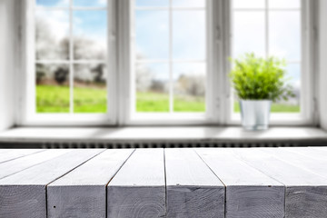 desk of wood and window sill 