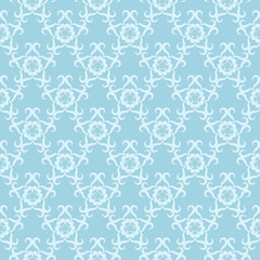 White floral seamless design on blue background