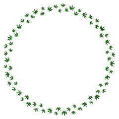 Round frame from marijuana leaves. Suitable for use in the design of packaging, advertising, posters
