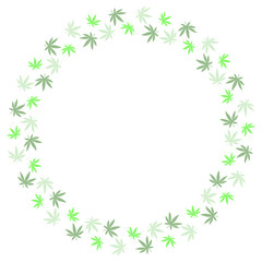 Fototapeta na wymiar Round frame from marijuana leaves. Suitable for use in the design of packaging, advertising, posters
