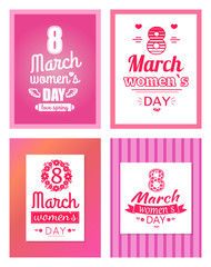 Collection of Posters with Womens Day 8 March Set