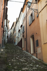 Fototapeta premium Vertical street view of Fermo, Italian town