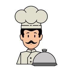 chef with tray avatar character vector illustration design