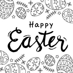 hand draw happy easter text, vector