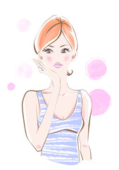 お肌の手入れ,水色キャミソール