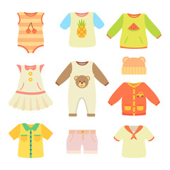 Baby Clothes Poster Collection Vector Illustration