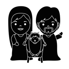 holy family christmas characters vector illustration design
