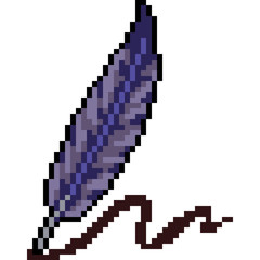 Fototapeta premium vector pixel art feather pen