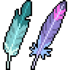 vector pixel art feather colorful