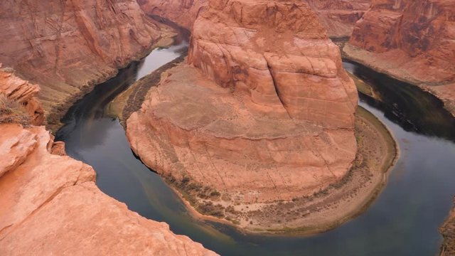 Pan Shot Canyon Horseshoe Colorado River Arizona Slow Motion 4k