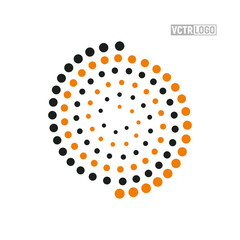 Vector spiral logo with colour dots isolated illustration. Abstract swirl logotype