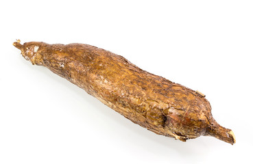 Yuca cassava roots isolated on white background with clipping path.
