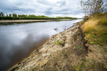 Naklejka na ściany i meble Taiga river in Siberia
