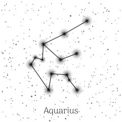 Sign zodiac aquarius, white sky background, realistic. Astrological symbol of calm and melancholy. Vector illustration of ancient sacral image