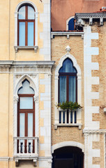 Fototapeta na wymiar View of old window in historical buildings in Venice