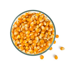 pile of dried corn isolated on white background