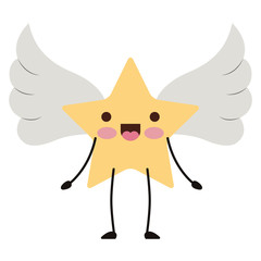 cute star with wings kawaii character vector illustration design