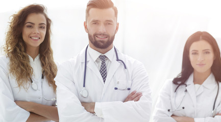 Fototapeta premium Medical doctors group. Isolated on white background.