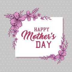 happy mothers day card with floral decoration vector illustration design