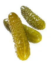 marinated pickled cucumbers isolated on white