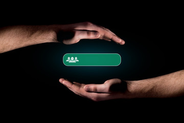 Hand show a icon of followers