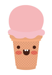 delicious ice cream kawaii character vector illustration design