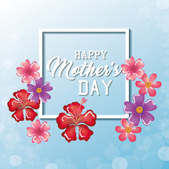 happy mothers day card with floral decoration vector illustration design