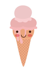 delicious ice cream kawaii character vector illustration design