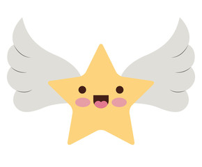 cute star with wings kawaii character vector illustration design