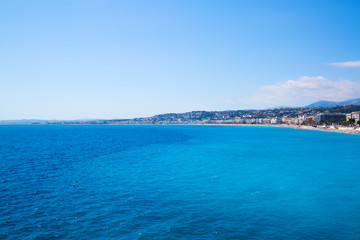 Nice, beautiful beach, French Riviera, Cote d'Azur or Coast of Azure.