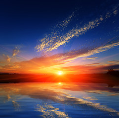 sunset over water