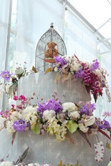 flower, wedding, flowers, bouquet, pink, white, decoration, nature, floral, arrangement, rose, table, blossom, roses, green, vase, celebration, garden, beauty, decor, red, plant, spring, colorful, bun