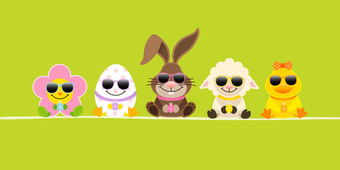 Easter Bunny & Friends Sunglasses Green Banner