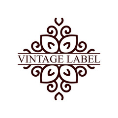Vintage ornamental retro label. Template for design. Vector illustration