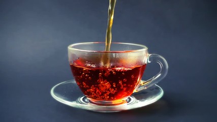 	Tea is poured into the cup.	Slow Motion.