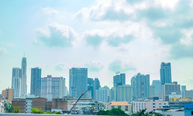 Bangkok City Building with clouds and blue sky background
