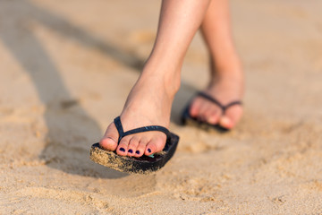 woman walk on the beach