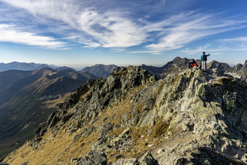 Beautiful mountain landscape - view from Szpiglasowy peak. High Tatra Mountains.