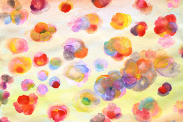 Watercolor pattern background. Original abstract hand drawn painting of flowers.